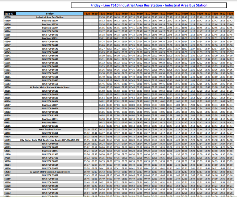 Mowasalat Bus Route Line T610 From Industrial Area Bus Station Qatar