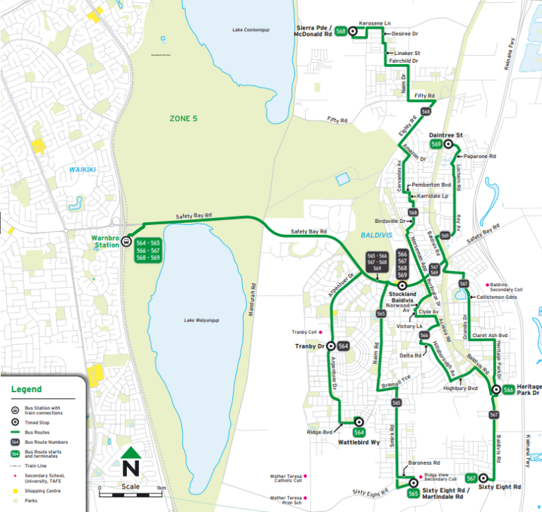 Transperth Bus Route From Warnbro Stn Baldivis Australia