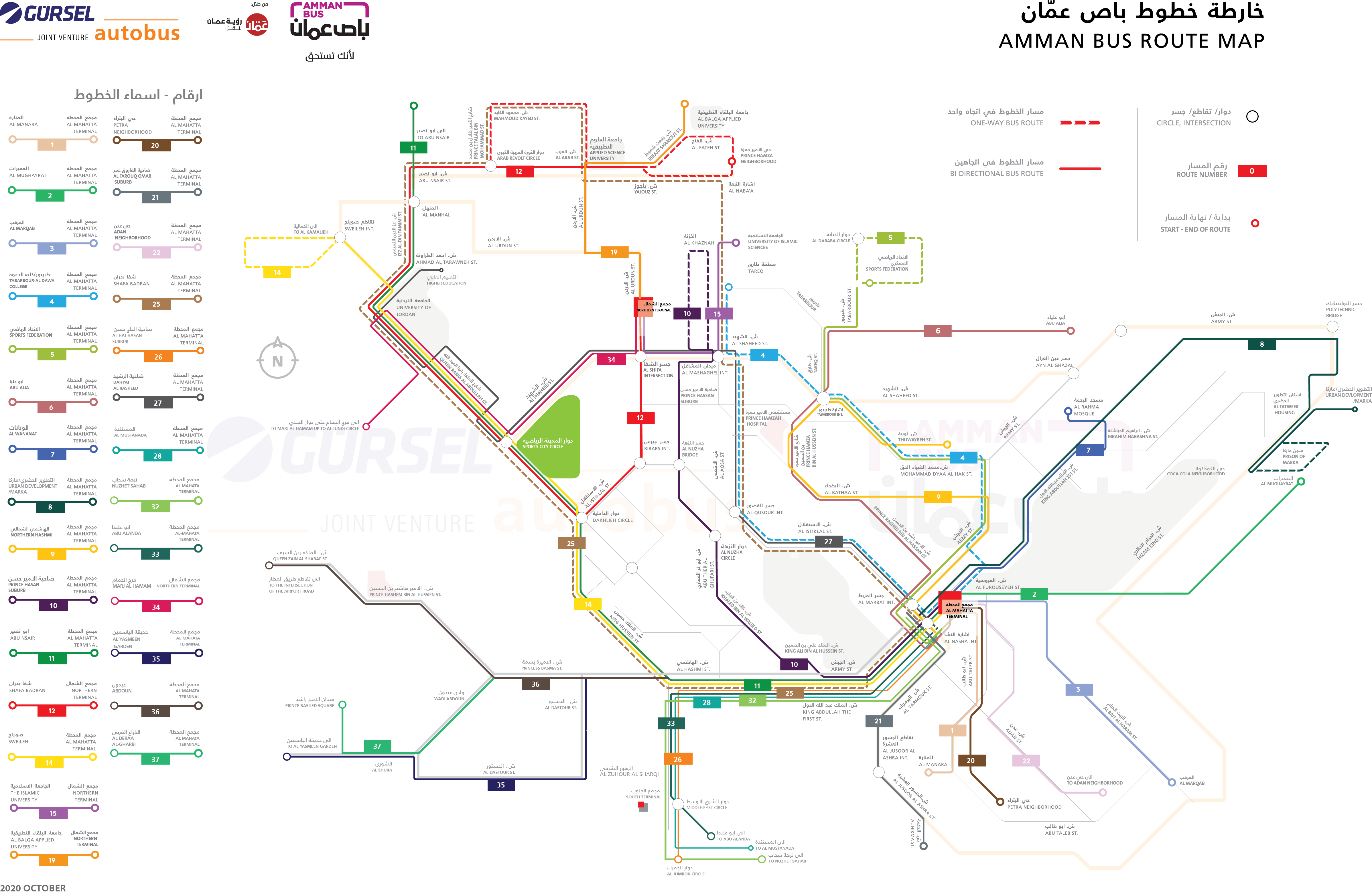 Amman Bus Route Network Map