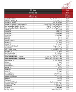 Muscat InterCity Bus Route 55, From Sur to Muscat