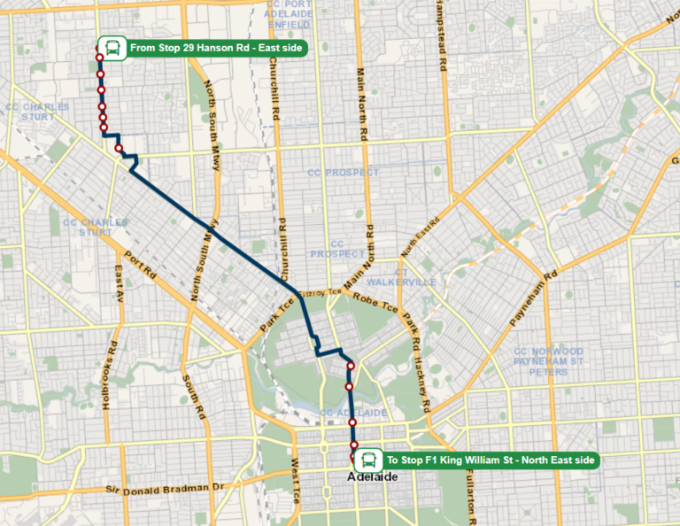 Adelaide Bus Route No 253X (City Buses(Western Routes)) runs from Port Adelaide Interchange to