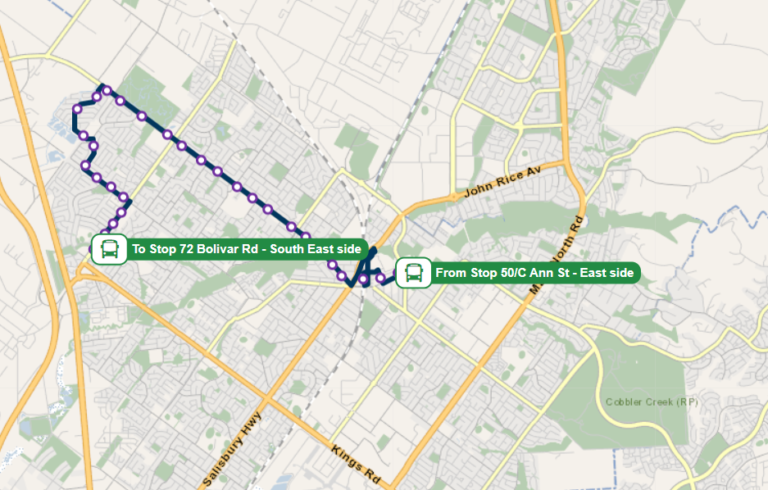 Adelaide Bus Route No: 401 (Northern Feeder Services) runs from ...