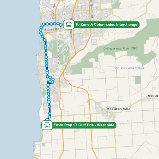 Adelaide Bus Route No 506 (North Eastern and OBahn Feeders) runs from