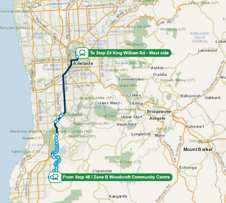 Adelaide Bus Route No: AOX6 (Adelaide Oval Footy Express) runs from ...