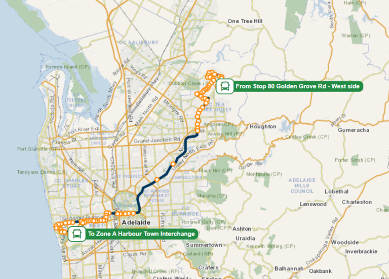 Adelaide Bus Route No: J2 (jetbuses) Runs From Greenwith To Harbour 