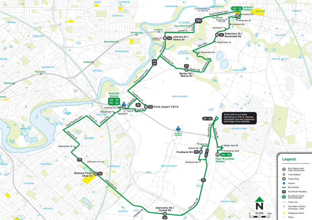 Transperth Bus Route 293 From Redcliffe Stn - High Wycombe Stn ...