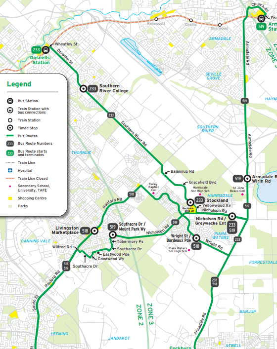 Transperth Bus Route 519 From Murdoch TAFE – Armadale Stn Australia ...