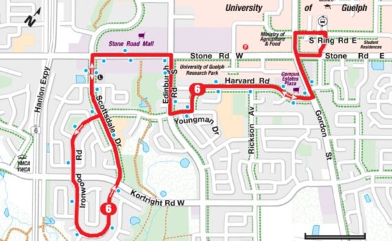 Guelph Transit Route 6 Map